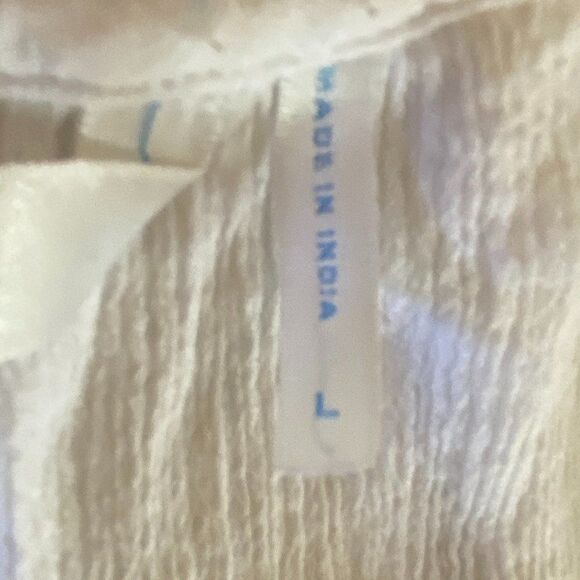 Izod Boho Cotton Crochet Short Sleeve Square Neck Womens Top Size L - Picture 7 of 8